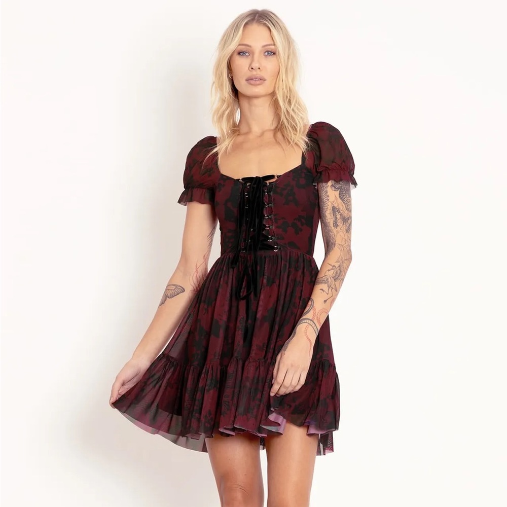 Blackmilk Rorschach Red Corseted Dress